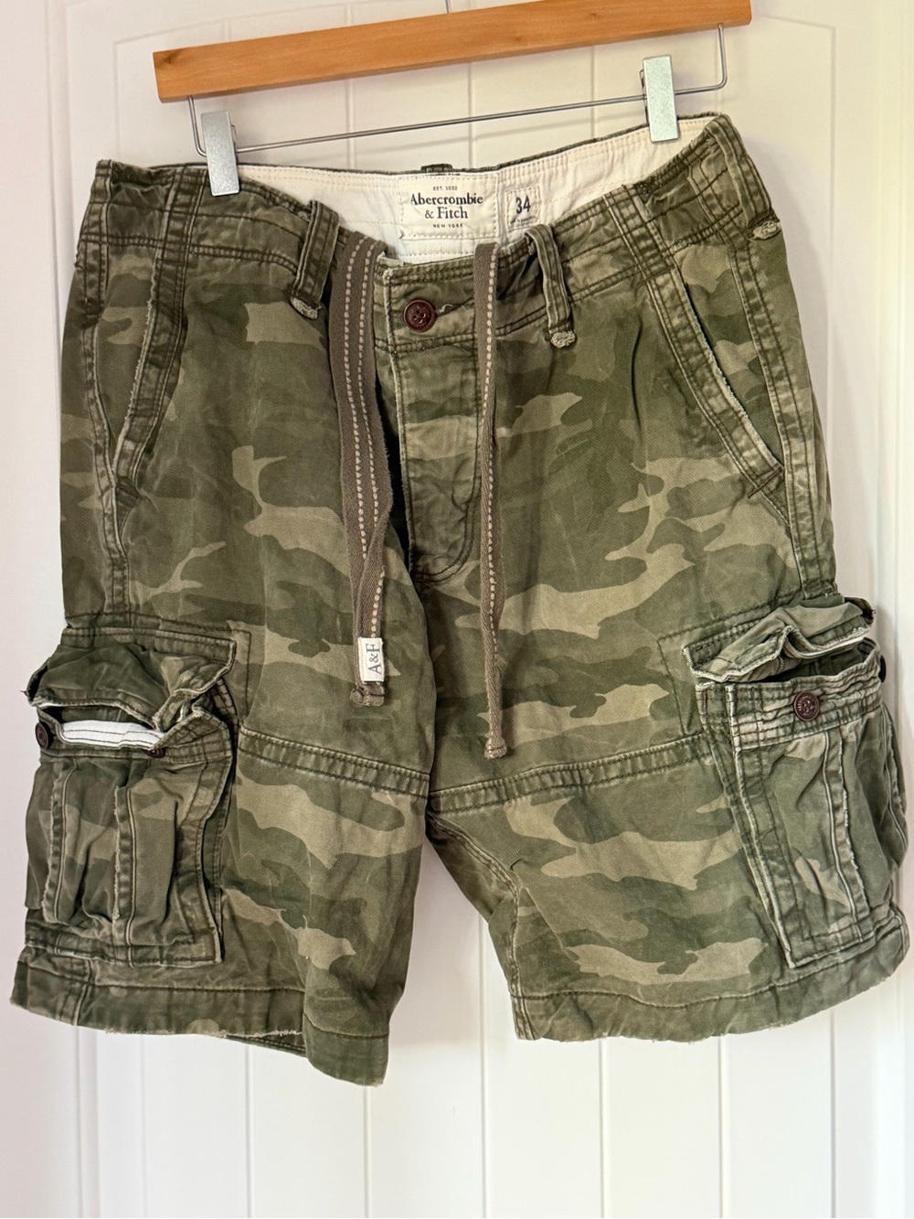 Vintage Abercrombie & Fitch Olive Camo Men's Cargo Shorts Sz 34